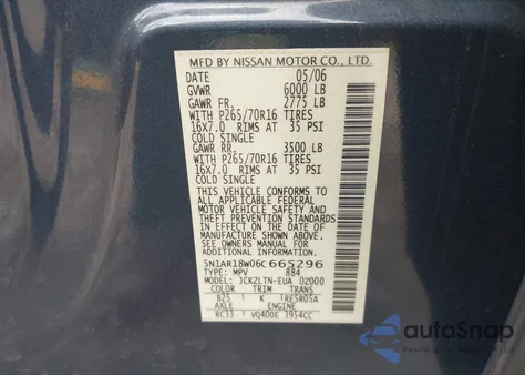 2006 Nissan Pathfinder Se from USA, damaged, VIN 5N1AR18W06C665296